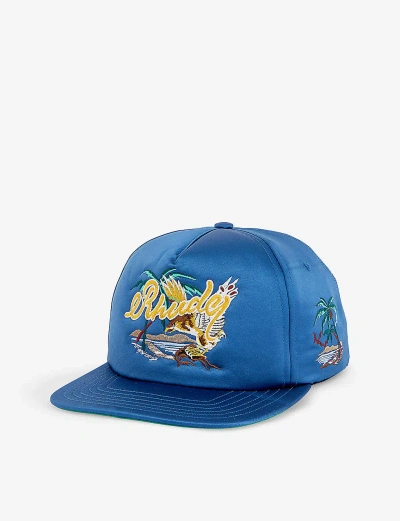 Rhude Mens Navy Palm Eagles Brand-embroidered Satin Cap