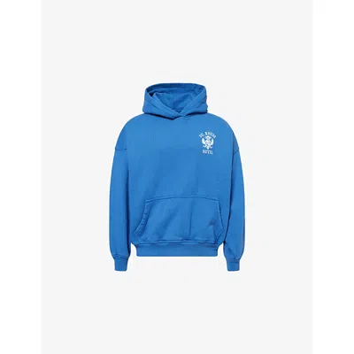 Rhude Mens Royal Blue Seal Graphic-print Cotton Hoody
