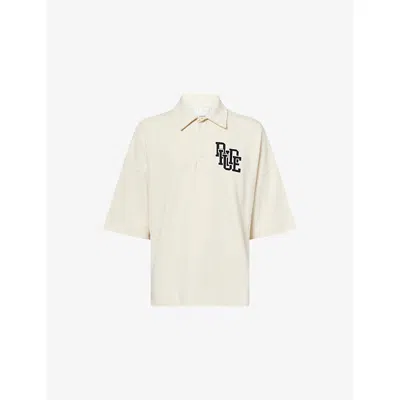 Rhude Mens White Boxy Cotton-piqué Polo Shirt
