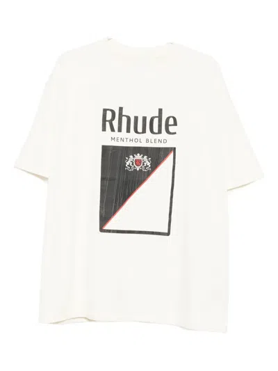 Rhude Collins Fumar Printed Cotton T-shirt In Neutral