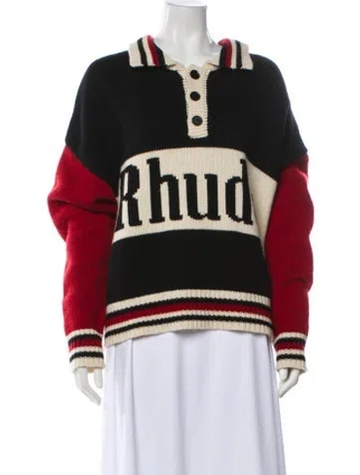 Pre-owned Rhude Merino Wool Graphic Print Sweater In Multi