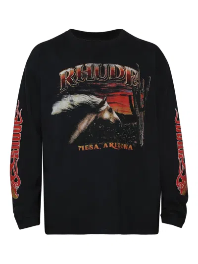 Rhude Mesa Stallion Logo-print Cotton-jersey T-shirt In Black