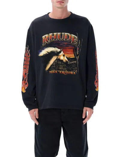 Rhude Mesa Stallion Logo-print Cotton-jersey T-shirt In Black