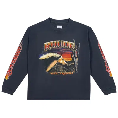 Pre-owned Rhude Mesa Stallion Long-sleeve Tee 'black' | Men's Size Xl