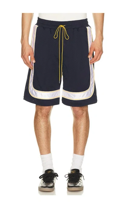 Rhude Mesh Piping Baggy Track Shorts In Blue