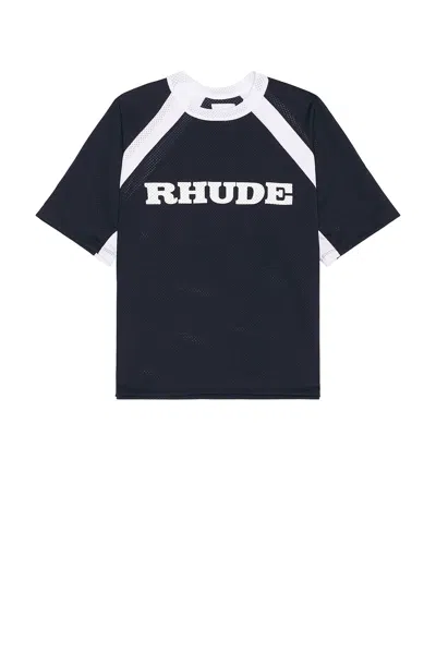 Rhude Mesh T-shirt In Navy/stark White