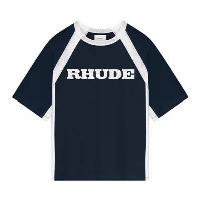 Pre-owned Rhude Mesh Tee 'navy/stark White'