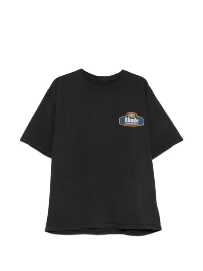 Rhude Midweight Front And Back Printed T-shirt In Black