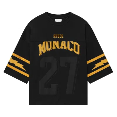 Pre-owned Rhude Monaco Football Jersey 'vintage Black/yellow' | Men's Size S