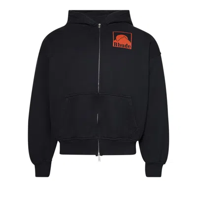 Pre-owned Rhude Moonlight Badge Full-zip Hoodie 'vintage Black' | Men's Size L
