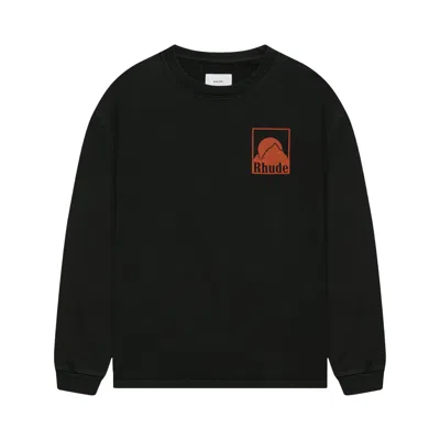 Pre-owned Rhude Moonlight Badge Long-sleeve Tee 'vintage Black' | Men's Size Xxl