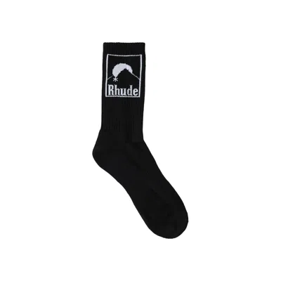 Pre-owned Rhude Moonlight Badge Sock 'black/white' | Men's Size Onesize