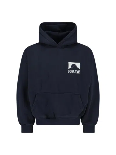 Rhude Minimalist Blue Sweater With Ribbed Detailing In Green