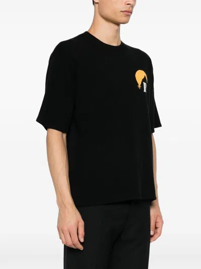 Rhude Moonlight Crew Neck Knitted T-shirt In Black