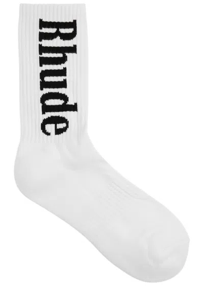 Rhude Moonlight Logo Cotton-blend Socks In White