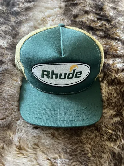 Pre-owned Rhude Moonlight Logo Trucker Hat Green Adjustable