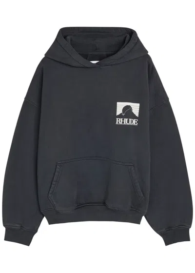 Rhude Moonlight Pack Printed Hooded Cotton Sweatshirt In Black