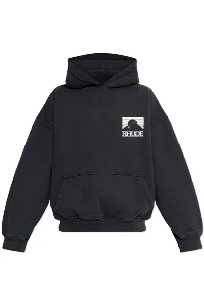 Rhude Moonlight Paintck Mini Hoodie For Men In Black