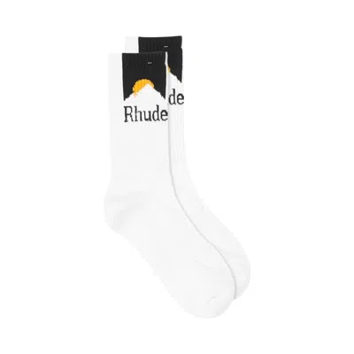 Pre-owned Rhude Moonlight Pista Sock 'white/black/yellow' | Men's Size Onesize