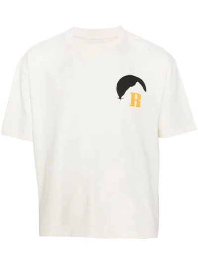 Rhude Moonlight-print Cotton T-shirt In White