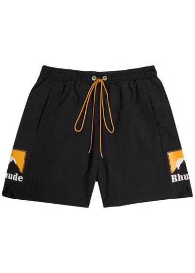 Rhude Moonlight Printed Shell Shorts In Black