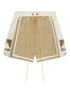 Rhude Moonlight Wide-leg Logo-print Shell Drawstring Shorts In Neutral