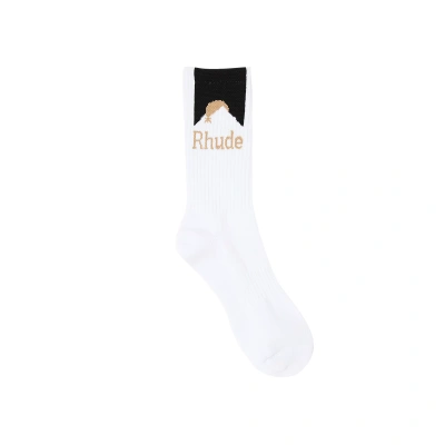 Pre-owned Rhude Moonlight Sock 'white/black/yellow'