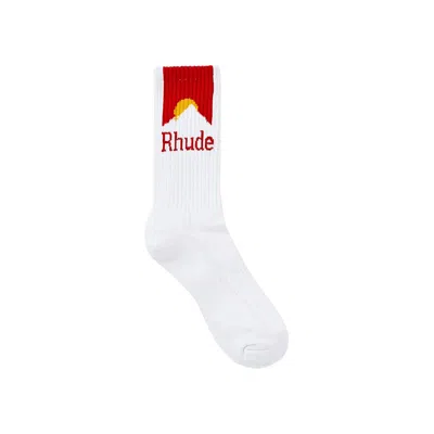 Pre-owned Rhude Moonlight Sock 'white/red/yellow'