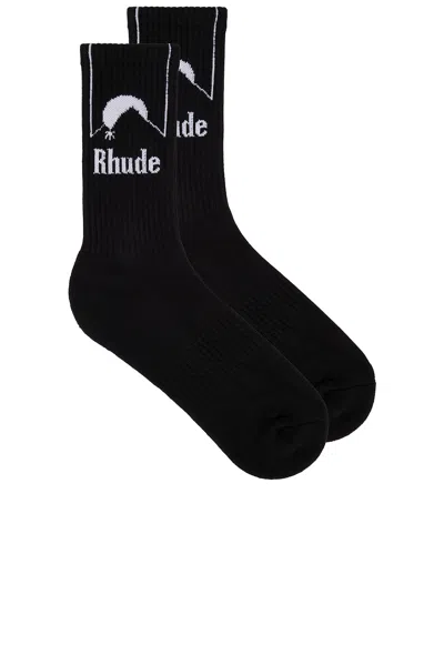 Rhude Moonlight Socks In Black/white