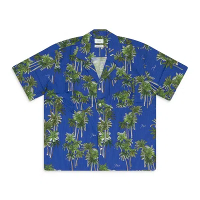 Rhude Multicolor Searsucker Hawaiian Button-down Shirt In Blue