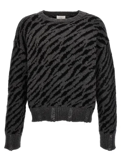 RHUDE MULTICOLOR ZEBRA PATTERN SWEATER