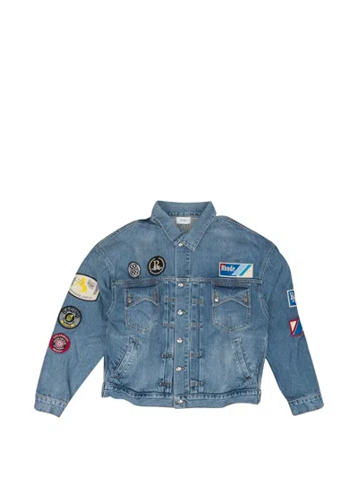 Rhude Multiple-patches Denim Jacket In Blue