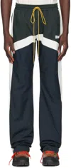 Rhude Navy & Green Motorsport Track Pants In Navy/green/white