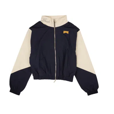 Pre-owned Rhude Navy Nylon Embroidered Logo Flight Track Jacket Size M In Multicolor