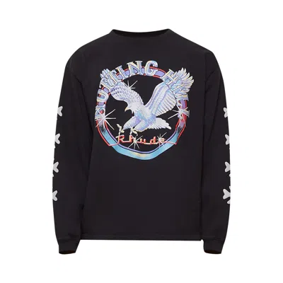 Pre-owned Rhude Notting Hill Eagle Long-sleeve Tee 'vintage Black' | Men's Size Xxl