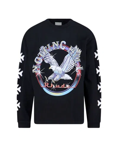RHUDE NOTTING HILL EAGLE VINTAGE BLACK LONG SLEEVE T-SHIRT