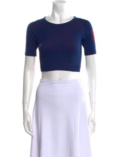 Pre-owned Rhude Nylon Crew Neck Crop Top In Blue