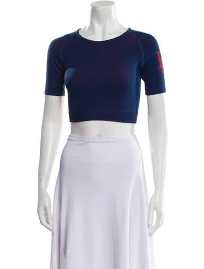 Pre-owned Rhude Nylon Crew Neck Crop Top In Blue