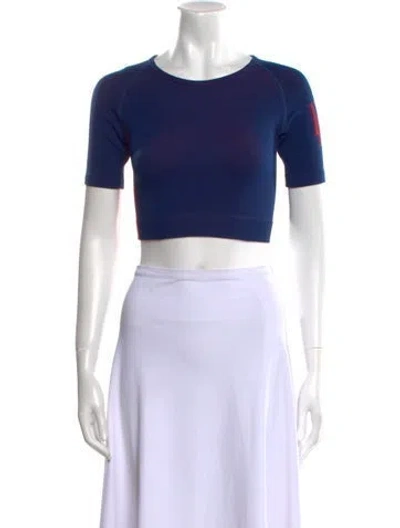 Pre-owned Rhude Nylon Crew Neck Crop Top In Blue