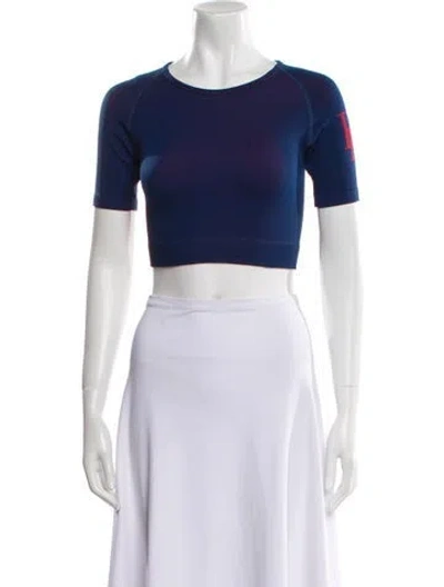 Pre-owned Rhude Nylon Crew Neck Crop Top In Blue