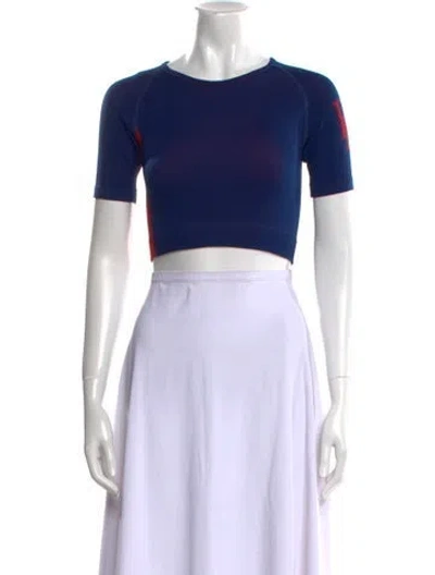 Pre-owned Rhude Nylon Crew Neck Crop Top In Blue