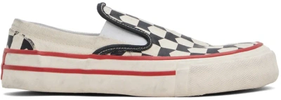 Rhude Off-white & Black Checkered Sneakers In Vtg White /black/red