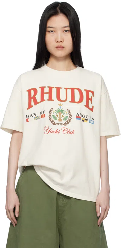 Rhude Off-white 'bay Of Angels Yacht' T-shirt In 0241 Vtg White