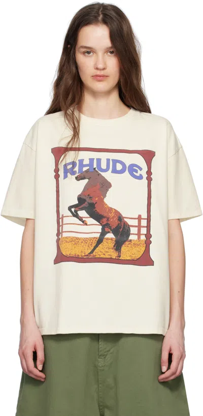 Rhude Off-white Cadre T-shirt In 0241 Vtg White