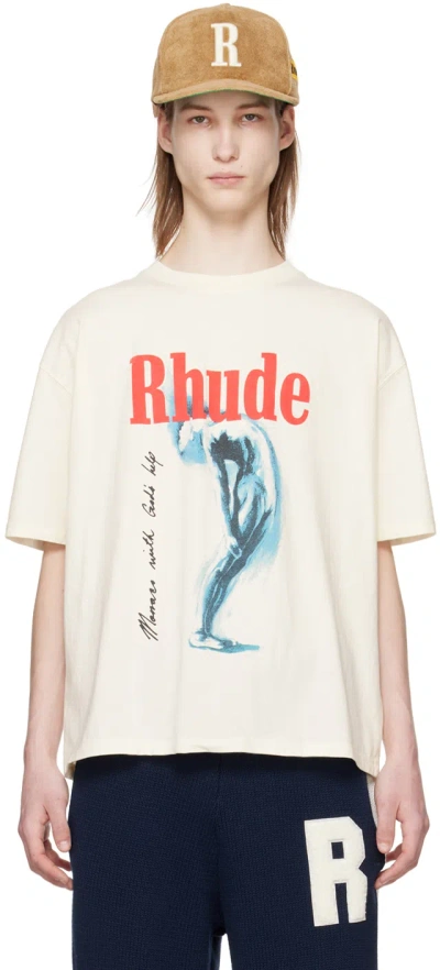 Rhude Off-white God Help Me T-shirt In Vtg White