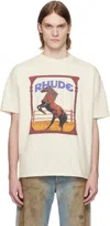 Rhude Graphic Frame Cotton T-shirt With Vintage Wash In Vtg White