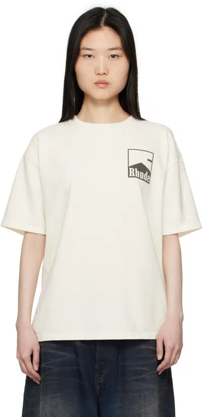 Rhude Off-white  Chevron T-shirt In 0241 Vtg White