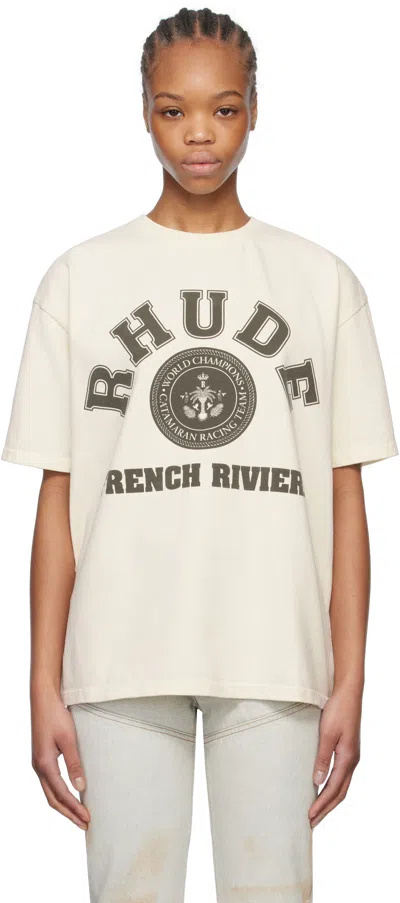 Rhude Off-white ' French Riviera' T-shirt In 0241 Vtg White