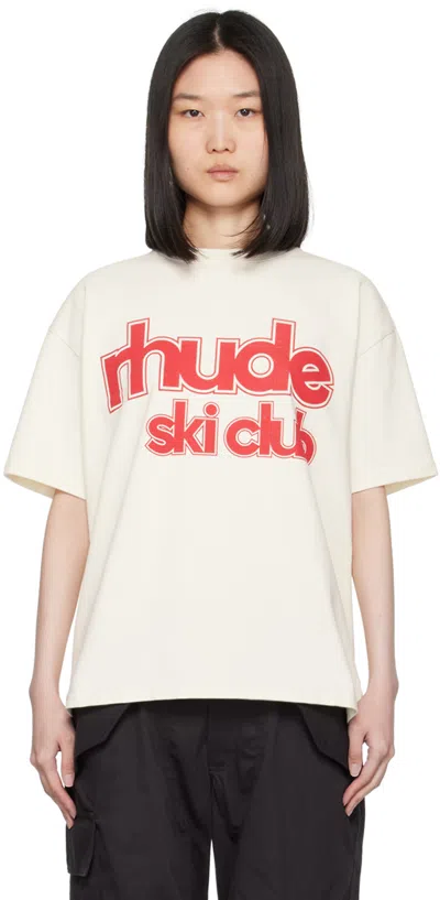 Rhude Off-white ' Ski Club' T-shirt In 0241 Vtg White