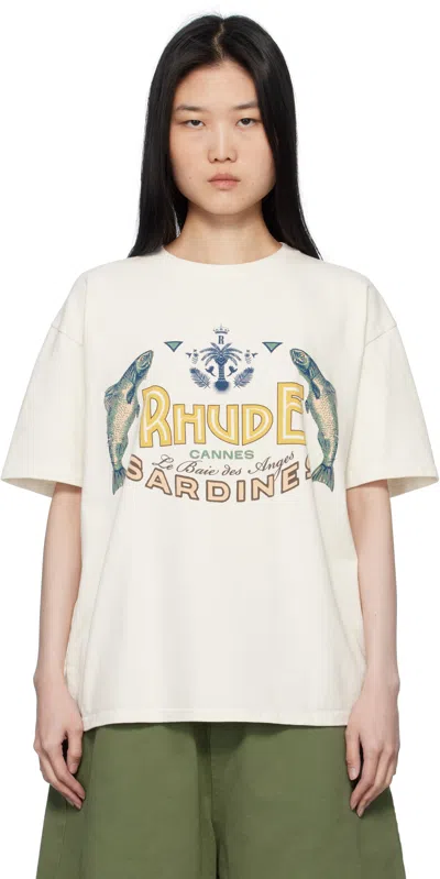 Rhude Off-white 'sardines' T-shirt In 0241 Vtg White